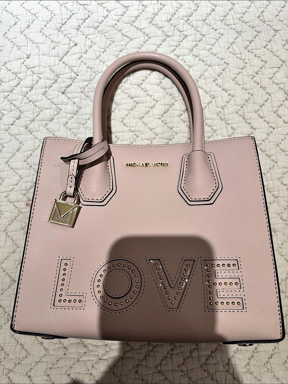 Michael Kors Mercer Medium Studded Leather Accordion Convertible Tote LOVE Tote